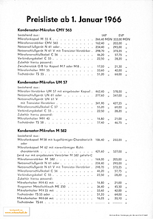 Neumann Gefell Preisliste 1966 deutsch