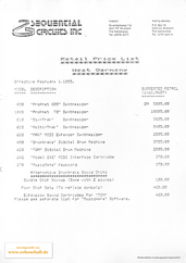 Sequential Circuits Price Liste 1985 english