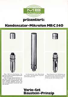 [Translate to Englisch:] Mikrofonbau MB Elektronik Prospekt MBC540 Kondensatormikrofon deutsch
