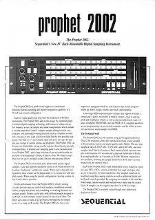 Sequential Brochure Prophet 2002 Rack Sampler 1986 english