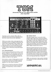 Sequential Brochure Tom Drum Machine 1985 english