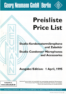 Neumann Preisliste Mikrofone Price List Microphones 1995 deutsch english