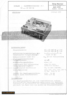 Neumann Prospekt P2 Dämpfungsschreiber 1956 deutsch