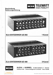 Klein + Hummel Manual UE200 UE400 Entzerrer deutsch