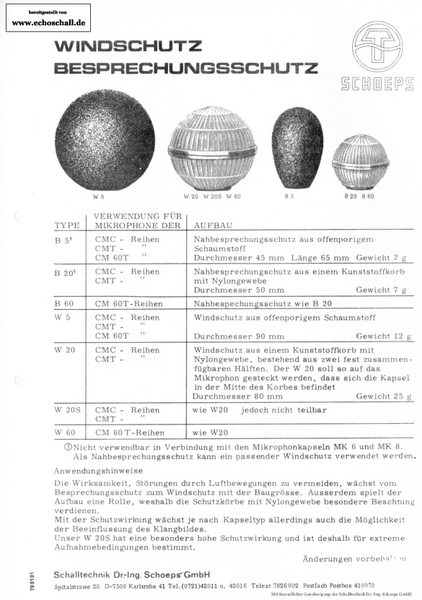 Schoeps Prospekt Windschütze 1979 deutsch