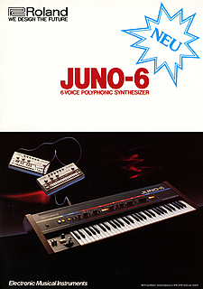 Roland Prospekt Juno-6 Synthesizer 1982 deutsch
