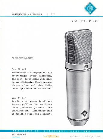 Neumann U67 Mikrofon Prospekt (1966)