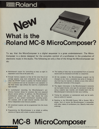 Roland Brochure MC-8 MicroComposer 1977 english