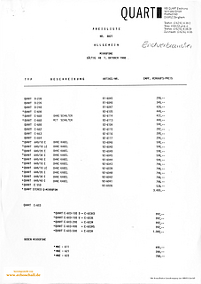 MB Quart Preisliste Mikrofone 1988 deutsch
