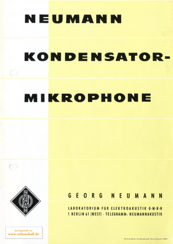Neumann Katalog Mikrofone 1965 deutsch