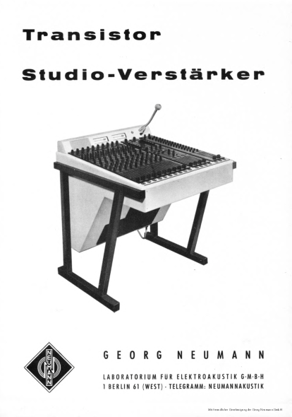 Neumann Prospekt Transistorierte Mischpulttechnik 1963 deutsch