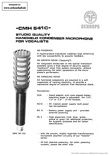 Schoeps Brochure CMH541C Soloist Microphone 1984 english