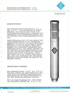 Neumann Prospekt SM2 SM23 Stereo-Röhrenmikrofone 1961 deutsch