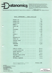 EMS Price List Datanomics 1982 english