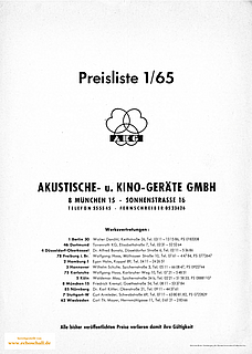 AKG Preisliste Mikrofone 1965 deutsch
