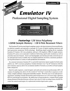 E-mu Systems Brochure Emulator IV Sampler 1994 english
