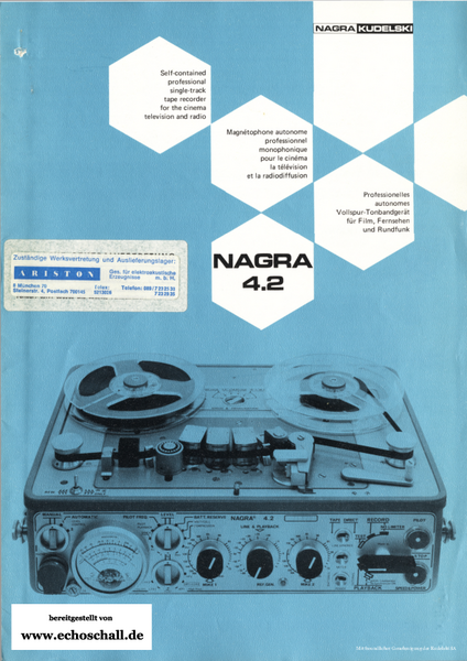 Kudelski Prospekt Nagra 4.2 1975 deutsch english français