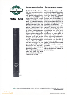 MBHO Prospekt MBC648 Mikrofonverstärker 1994 deutsch english